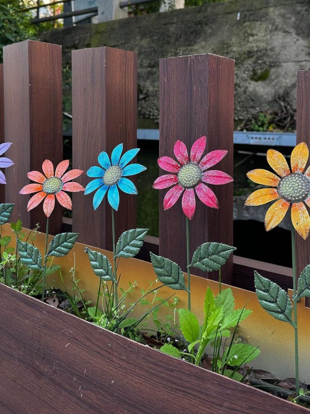 Metal Flowers for Outside,5 Pack 16.15" Decorative Garden Stakes